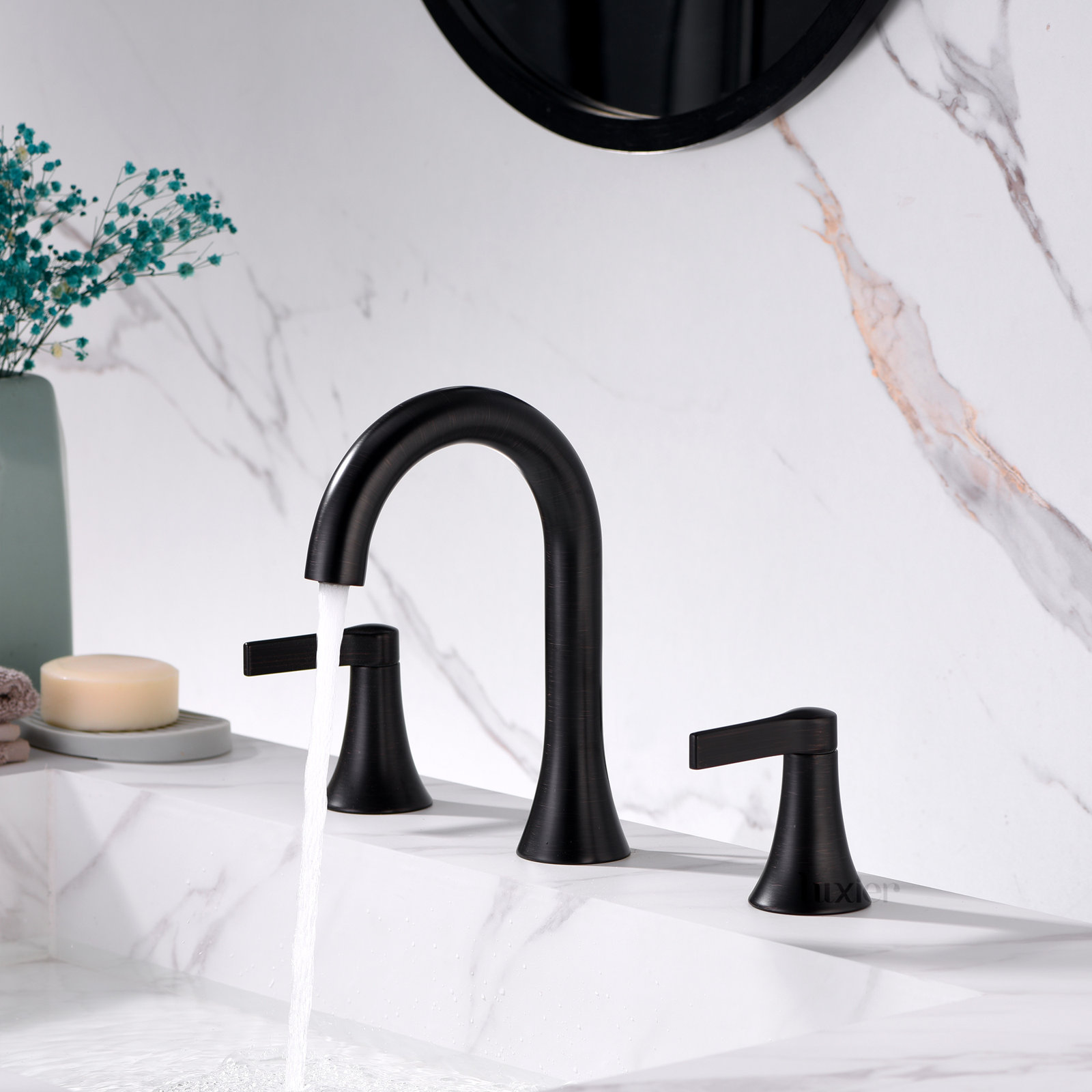Widespread Bathroom Faucet with Drain Assembly, Oil Rubbed Bronze