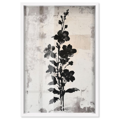 Décoration murale florale «Black Hollyhock I» par Art Remedy, cadre blanc, 25 x 37