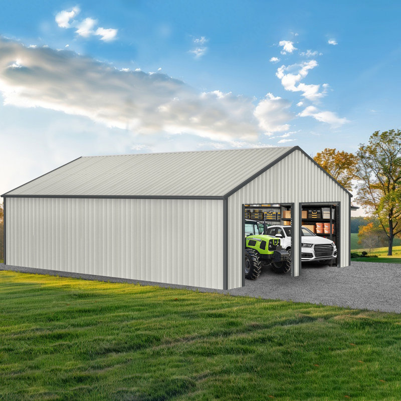 Remise double 25 po x 33 pi en métal avec porte d'entrée latérale