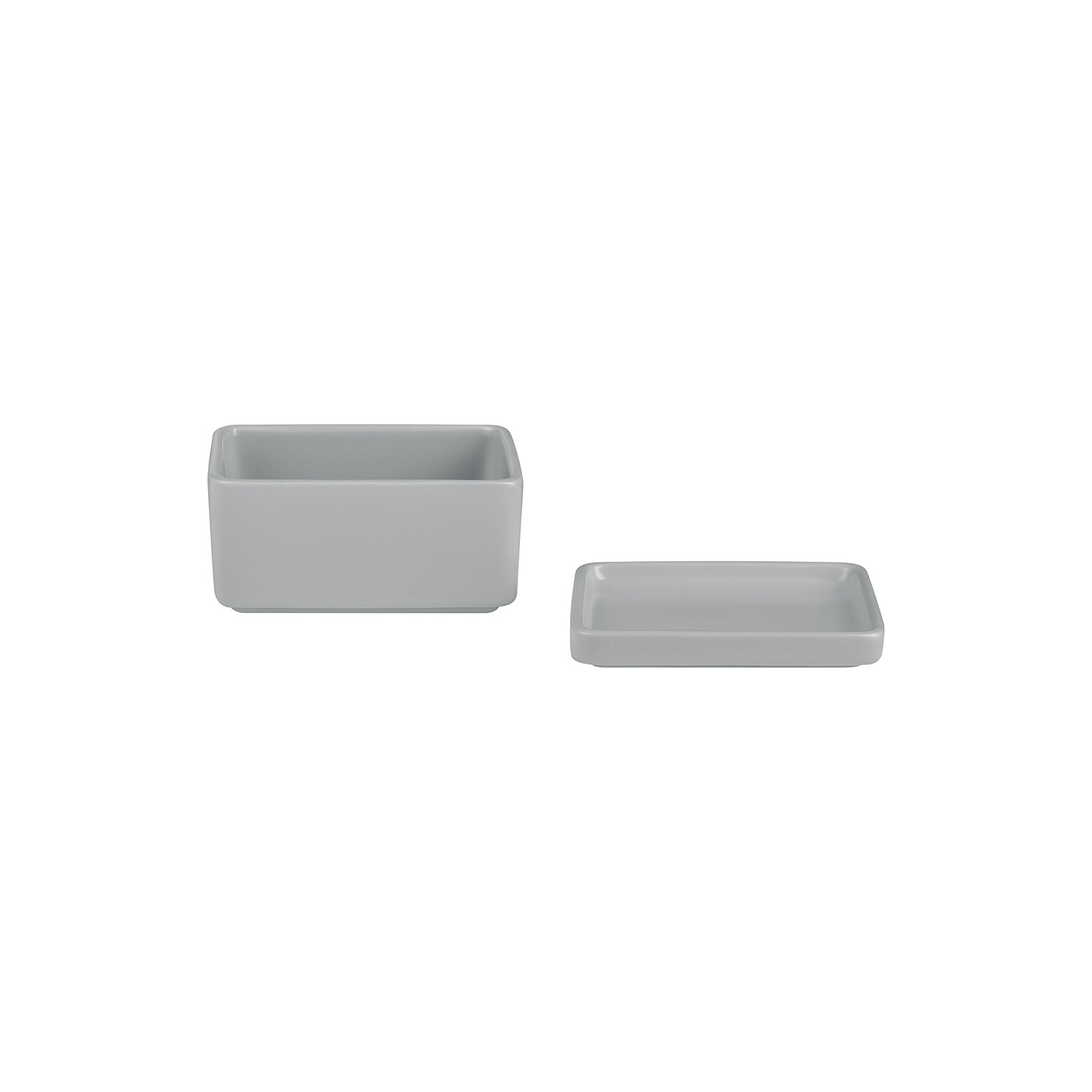 PILAR Stoneware Butter Dish Or Condiment/snack Server, Gray