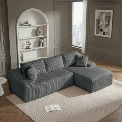 Canapé modulaire en velours côtelé Boneless Plush, canapé en L spacieux pour des espaces de vie confortables