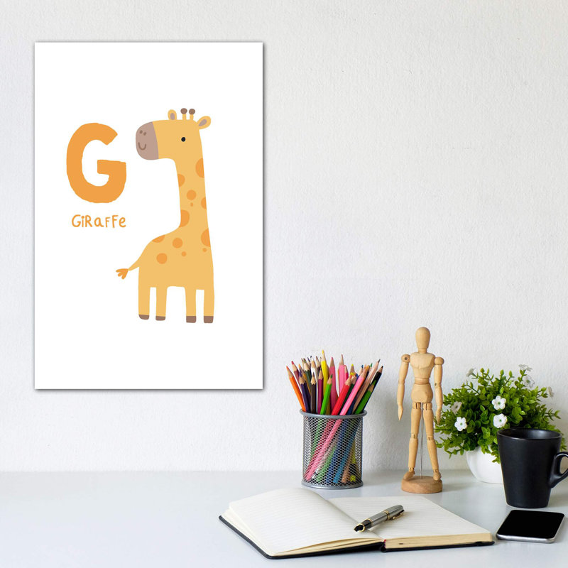 Animal Alphabet G - impression d'art graphique, H 12 po x l 8 po x P 0,75 po, Toile tendue, Pas de tapis