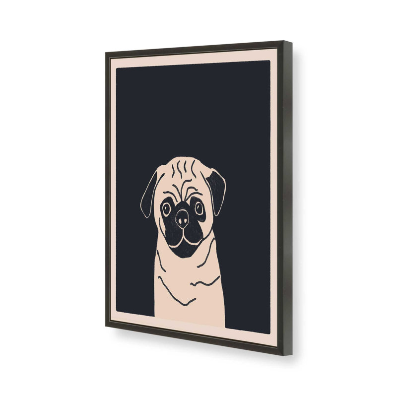 «Pugsy the Pug Dog» par Sary and Saff, reproduction d'art sur toile, H 16 po x l 12 po, Noir