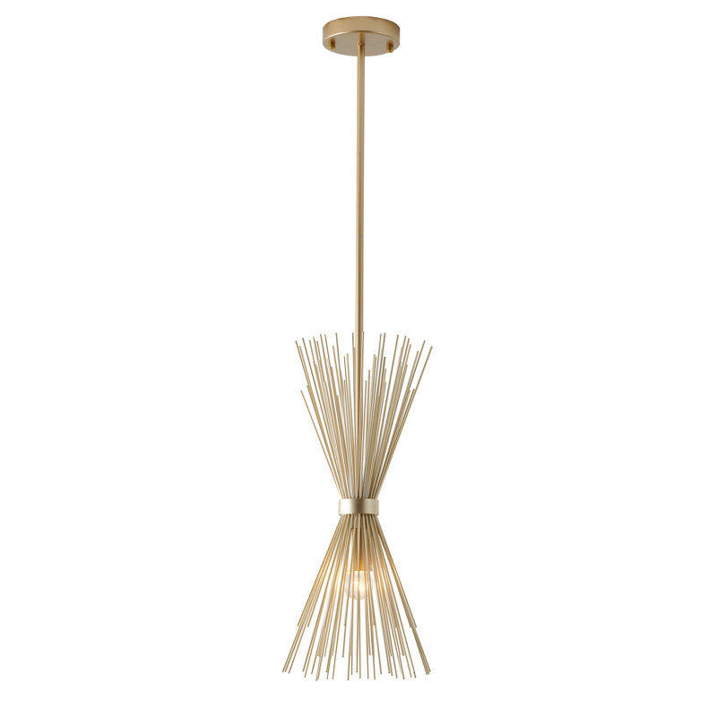 Luminaire suspendu en fer doré 1 lumière avec abat-jour conique