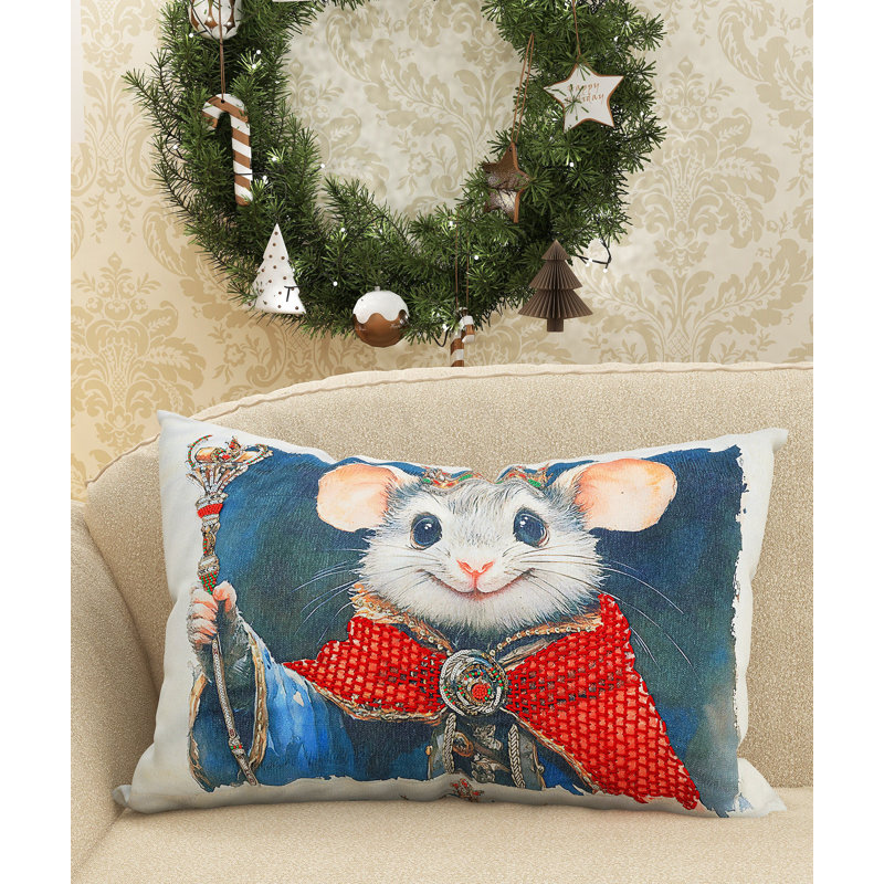 Coussin Vibhsa, Rectangle H 14 po x l 24 po, Noël blanc