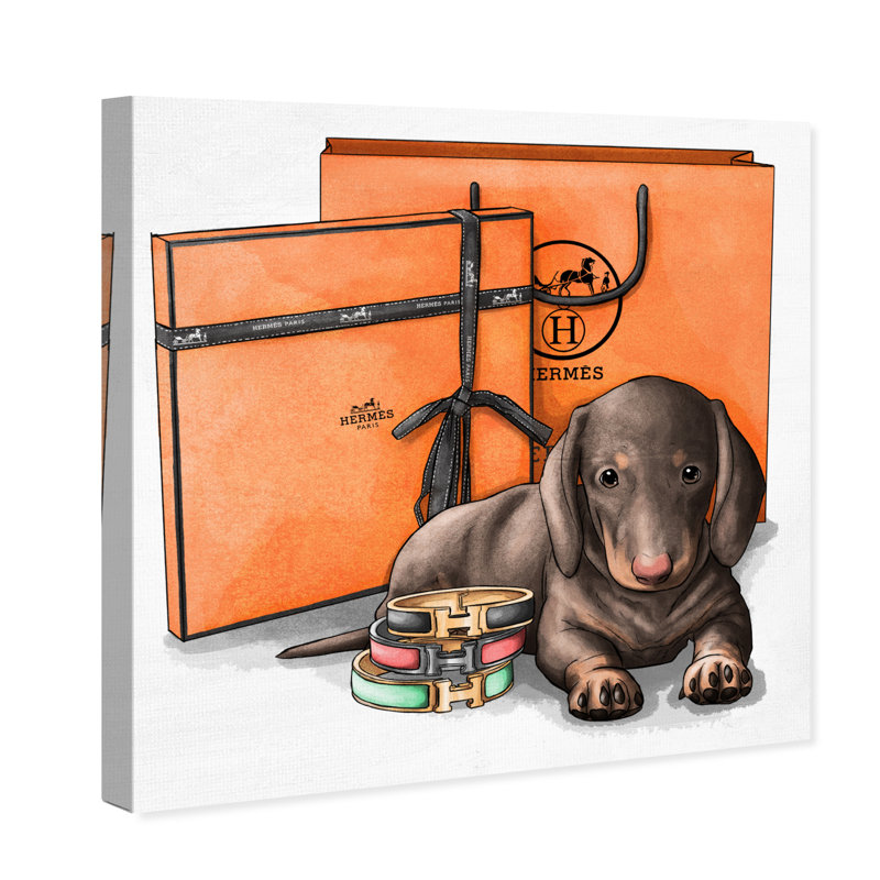 Fancy Doxie - impression, H 40 po x l 40 po, Toile tendue