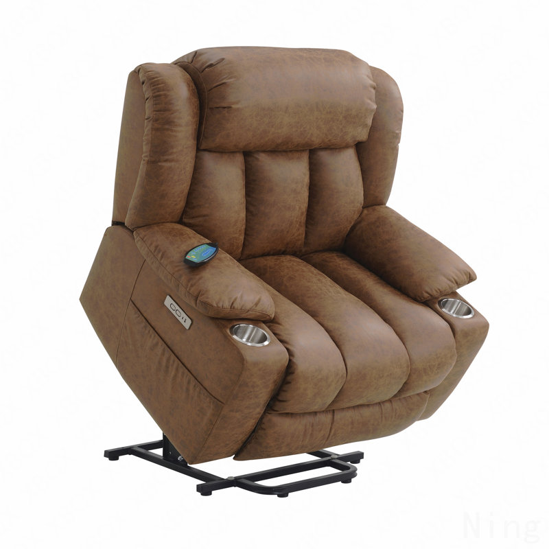 Fauteuil inclinable électrique en cuir brun Aire