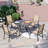 Outdoor Dining Chair Set Of 4, Stackable Dining Chairs For Outside, All-weather Patio Chairs With Breathable PVC-coated polyester Fabric & All-weather Powder-coated Metal Frame For Deck, Pool Side And Backyard,  Brown/gray/blue-108961118