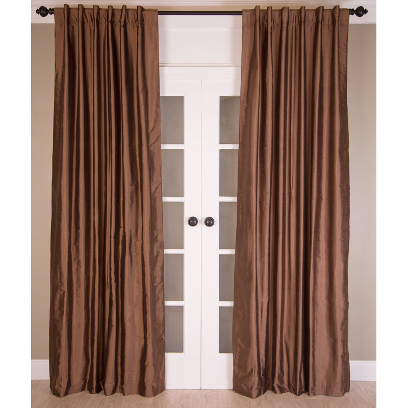 Silk Room Darkening Curtain Single Panel, 51" W x 108" L, Cappuccino