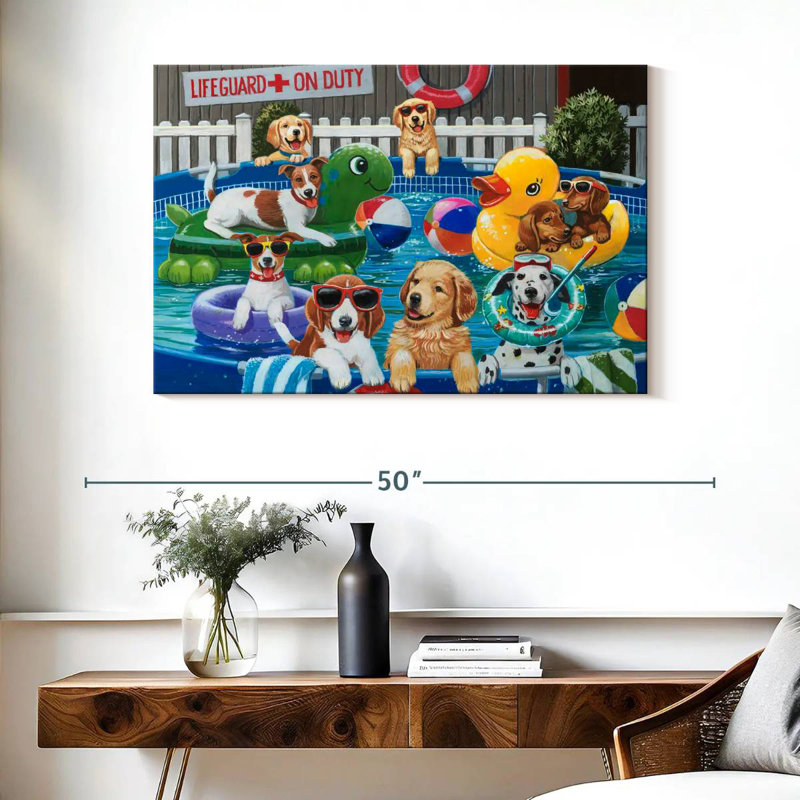 Puppy Pool Party, 26" H x 39" W
