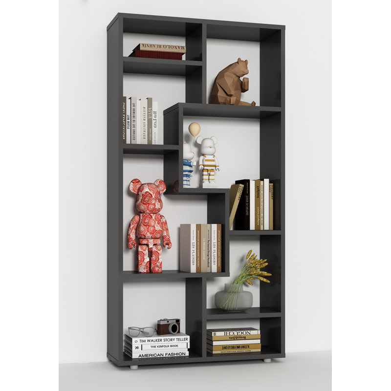 Avanell 116cm H x 58cm W Standard Bookcase, Anthracite