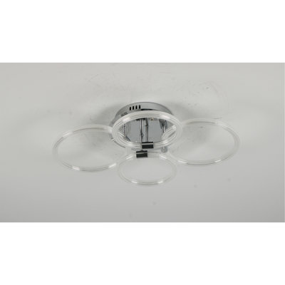 Modern LED Ceiling Light, Flush Mount Ceiling Light with Dimmable Remote Control, 6Rings Acrylic Ceiling Light Fixture for Bedroom, Living Room, Kitchen, Office Lamps (4 heads)