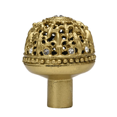 Carpe Diem Quincaillerie 7612-8C Versailles Grand mercure doré bouton rond Fleur De Lys panier ouvert avec cristaux Swarovski en mercure doré