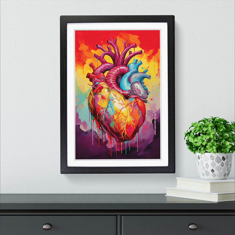 Anatomical Heart Colour Field Art - Framed Print, Black Framed, 34cm H x 25cm W