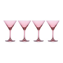 Classic Cocktail Glassware for Champagne, Martini, Manhattan, Cosmopolitan, Sidecar, Crystal Speakeasy Style Goblets Stems (Set of 6) Orren Ellis