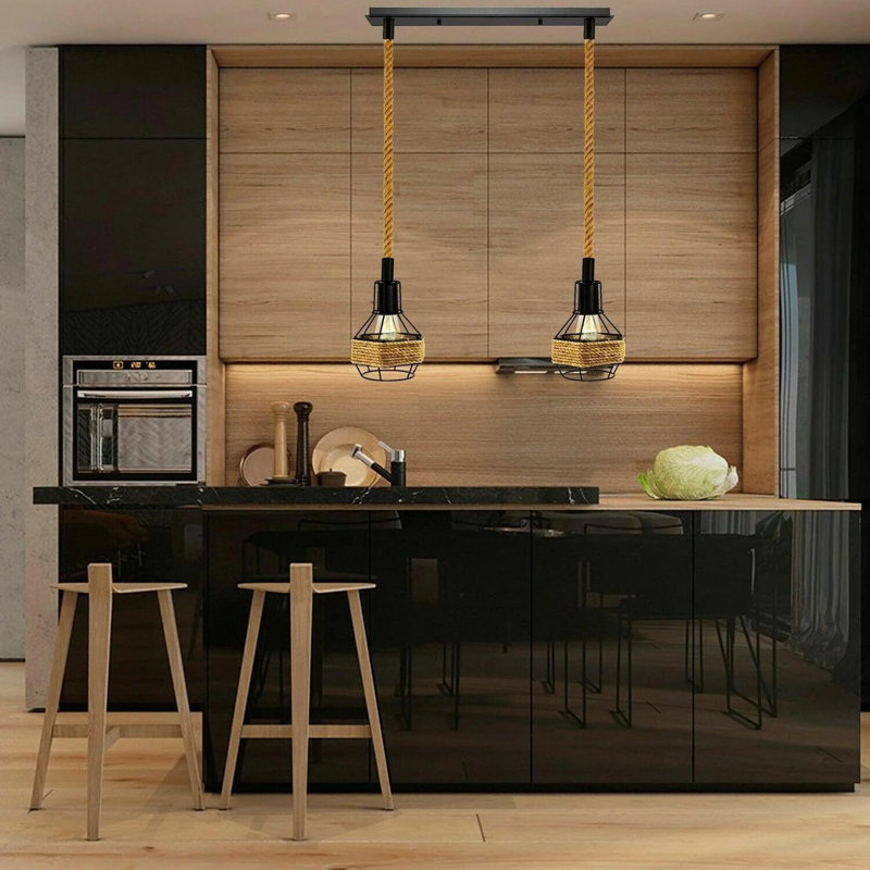 2 - Light Black Kitchen Island Pendant