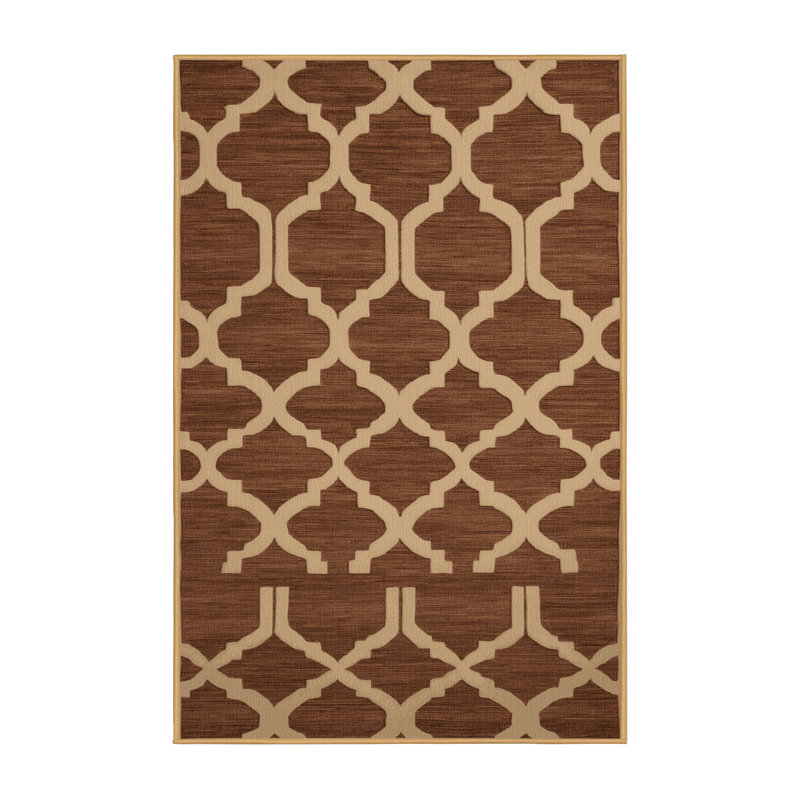 Machine Washable Trellis Brown Area Rug, Rectangulaire 2 pi x 3 pi