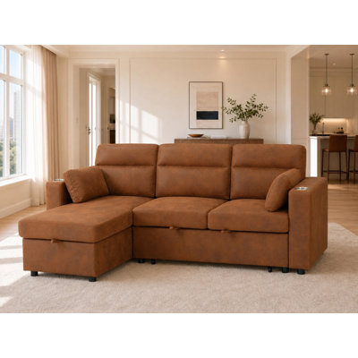 82" L-Shape Convertible Sectional Couches Sofas with Storage Chaise