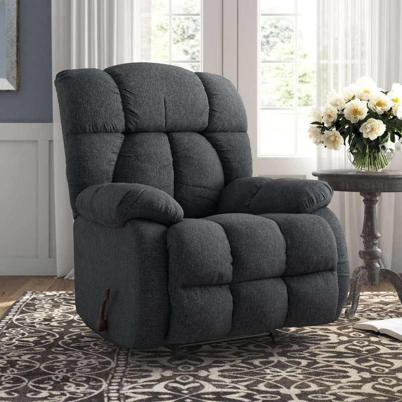 Fauteuil inclinable manuel berçant standard en chenille de 41 po de largeur Bhanweri, Chenille ardoisé