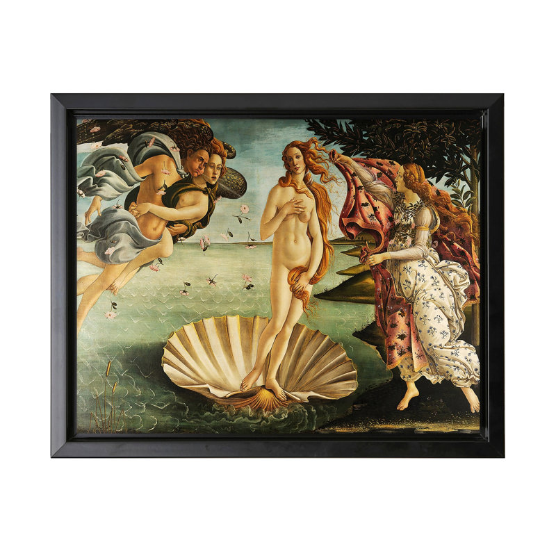 Sandro Botticelli - La naissance de Vénus n ° 1, H 11 po x l 14 po, Canvas, Cadre noir