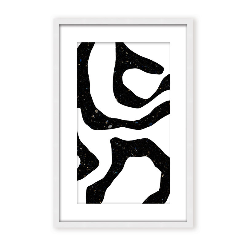 Abstract Black Gems by  - Picture Frame Painting on Paper, 48" H x 32" W x 1.125" D, Black, Framed Print