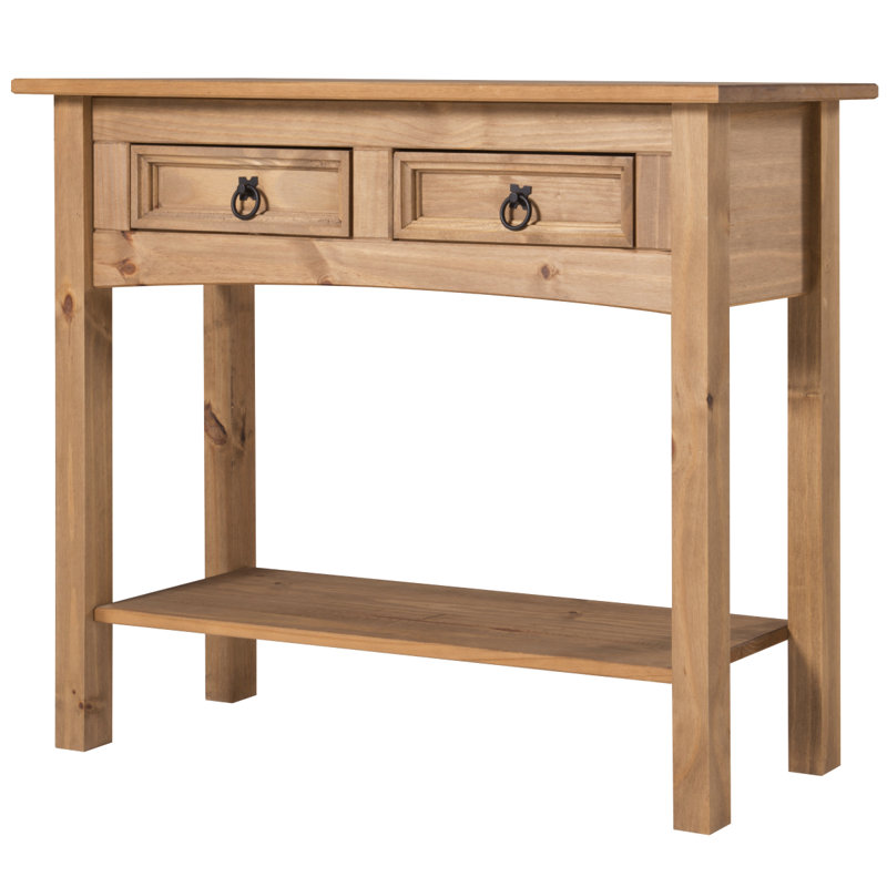 Dinnington 34.49'' Solid Wood Console Table, Antique Brown, Brown