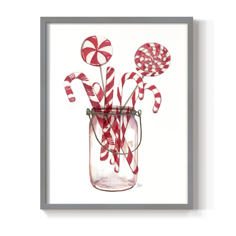 «Peppermint Treats», reproduction encadrée - bois massif, Gris, H 30 po x l 24 po