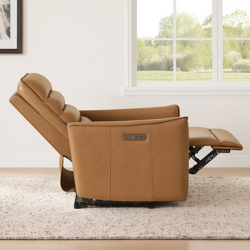 Fauteuil inclinable électrique de 33,5 po avec repose-tête mural et deux moteurs, saddle brown Faux Leather