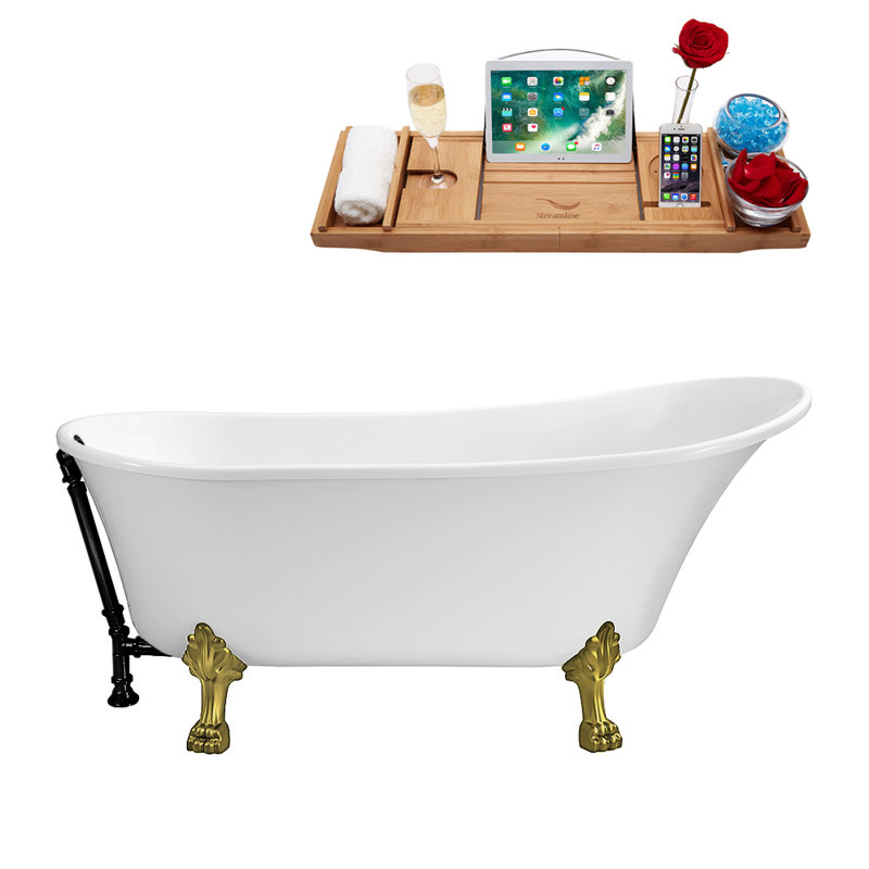 66.9'' x 31.5'' Soaking Acrylic Bathtub, Polished Gold, Brushed Gold