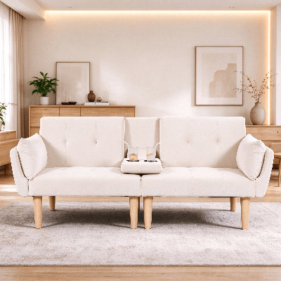 Chaise longue 43,3 po d'intérieur avec 2 coussins revêtus de chenille pour le salon, la chambre à coucher et le bureau
