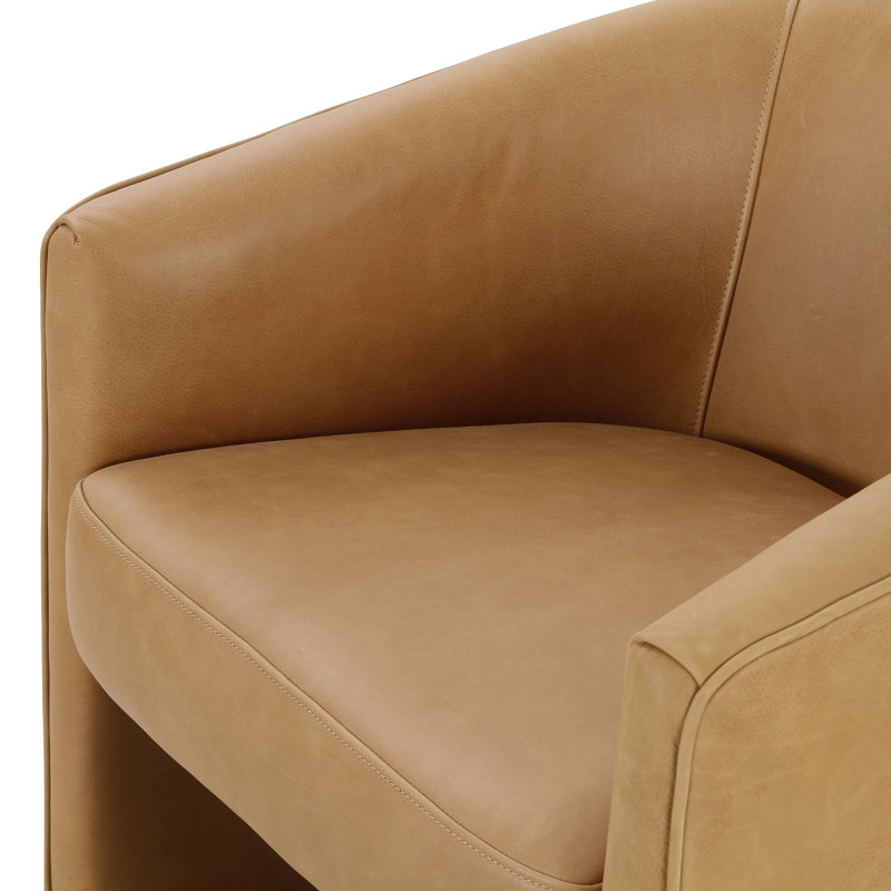 Fae Barrel Chair, Palermo Butterscotch Genuine Leather