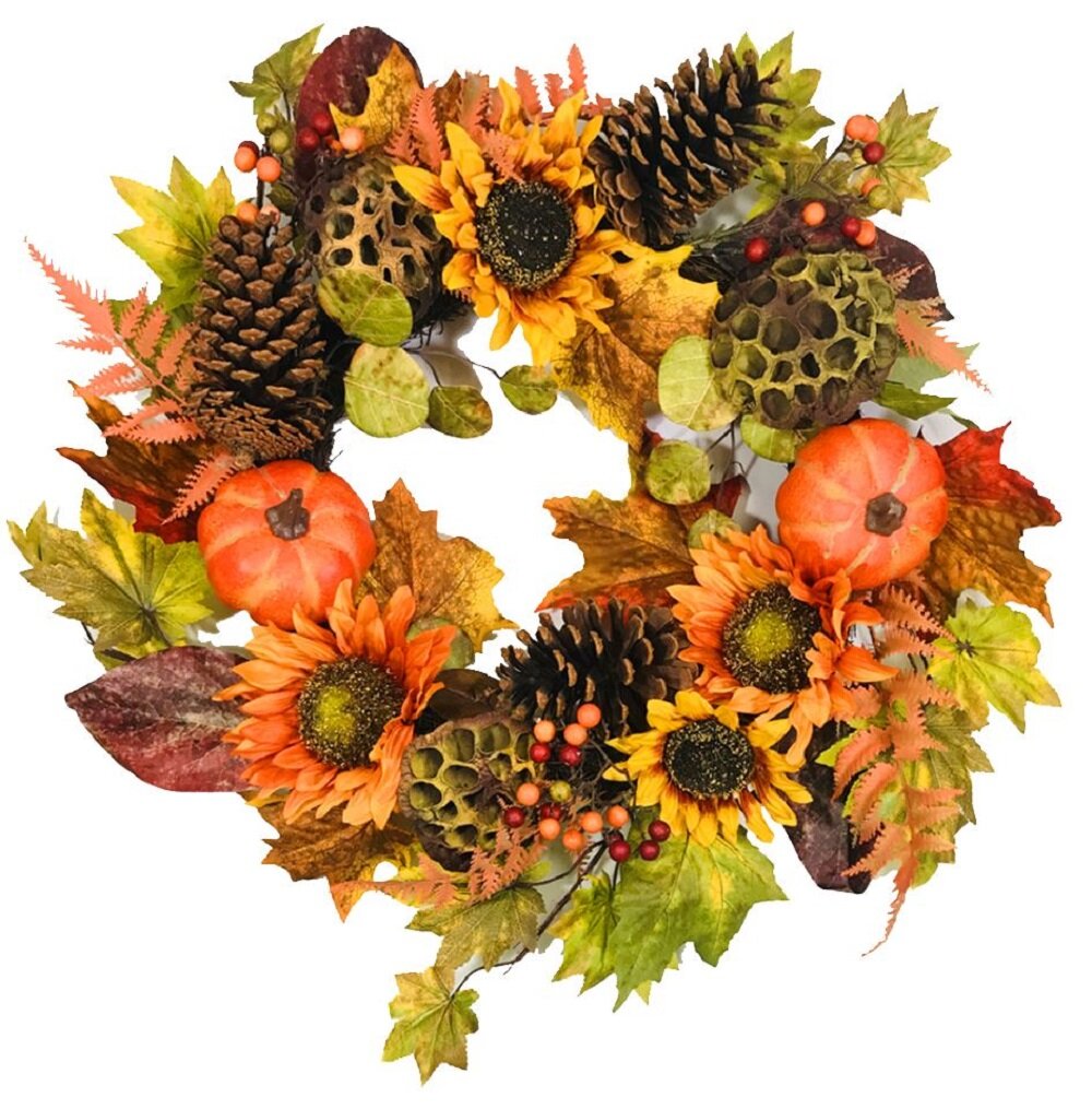 August Grove® Fall Pumpkin Sunflower Cone 24