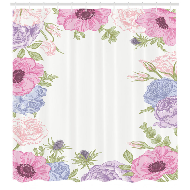 Shower Curtain with Hooks Included, 69" H x 105" W