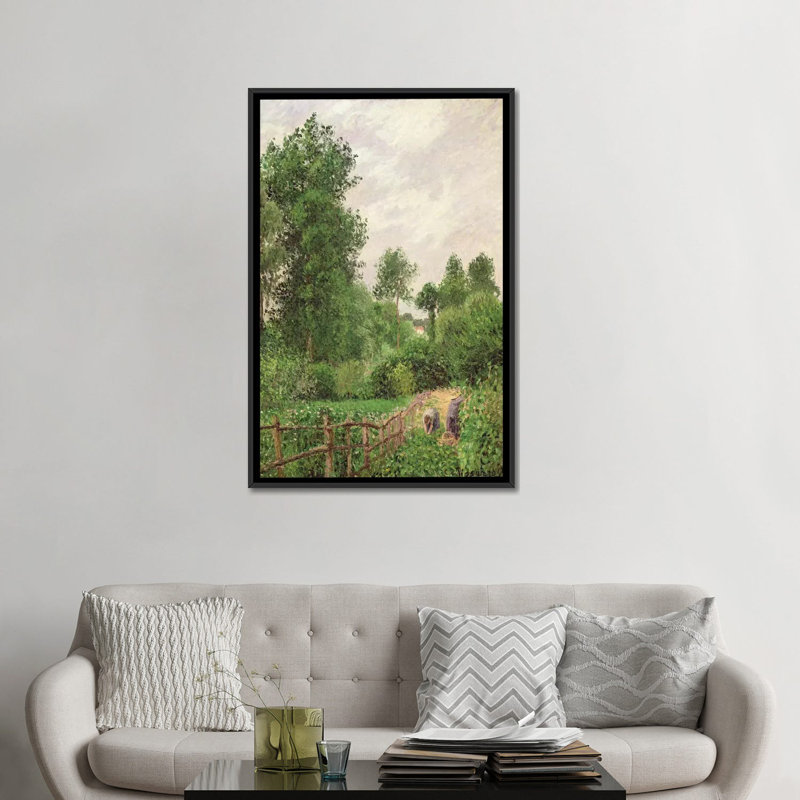 « paysage, temps gris a eragny, 1899 » par camille pissarro, reproduction sur toile, H 48 po x l 32 po x P 1,5 po