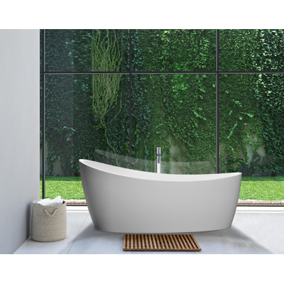 Dune 68'' x 34'' Freestanding Soaking Solid Surface Bathtub