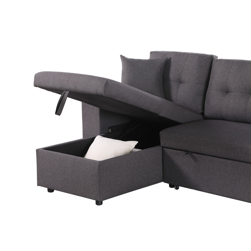 Canapé modulaire réversible avec causeuse coulissante Daniel, Gris foncé