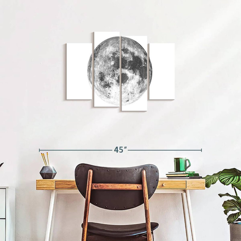 " Earth's Moon " 4 Piece Art Color Photography Print, 22" H x 36" W x 1.25" D