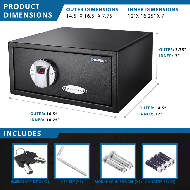 0.79 Cu Ft Biometric Security Safe For Reliable Security