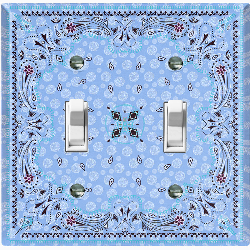 Plaque murale à 2 interrupteurs à bascule mauve à motif cachemire bandana mauve, Bleu