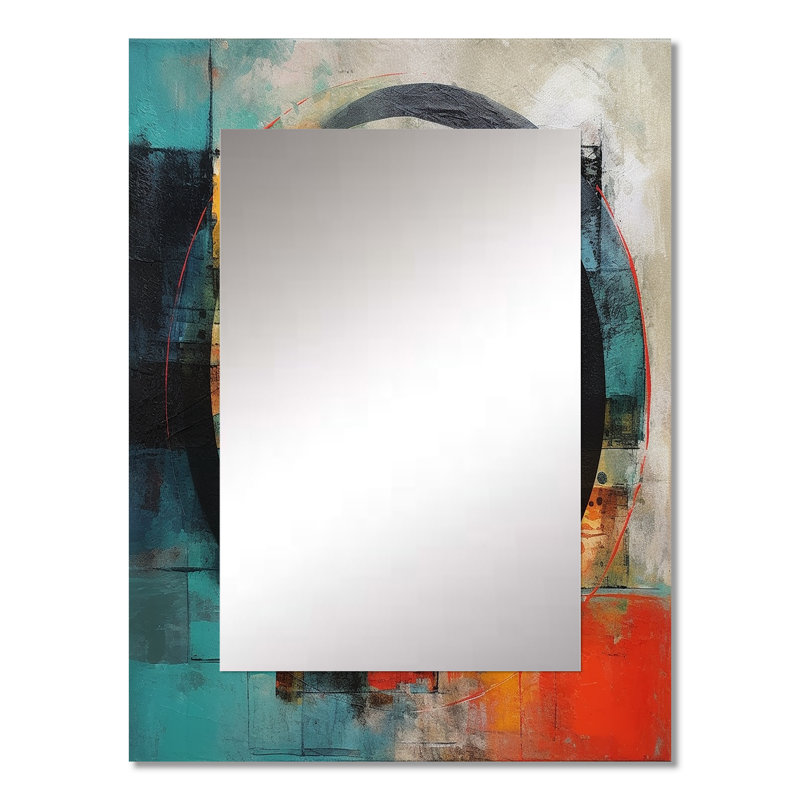 Geometric Serenity III - miroir décoratif géométrique, grand miroir mural moderne, impression d'art en métal, 32 po x 24 po
