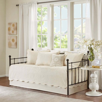 6 Piece Reversible Scalloped Edge Daybed Cover Set Daybed
