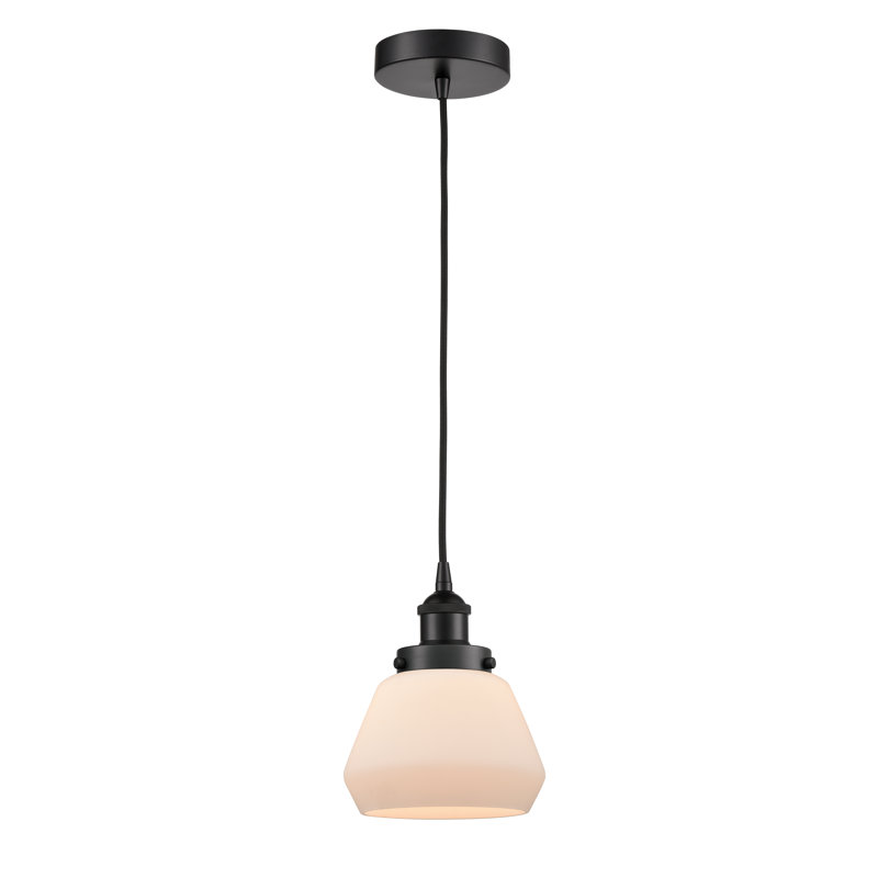 Luminaire suspendu conique à 1 lumière Cahn, Blanc, Noir mat