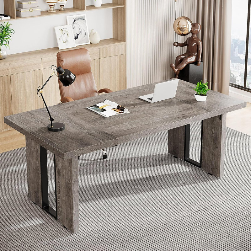 Coleshill 70.9'' W Rectangle Executive Desk, Gray Wash
