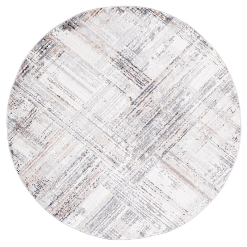 Cathlino 100 Performance Abstract Rug, Round 6'7"