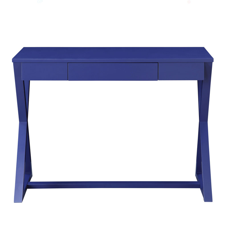 Bureau d'écriture 1 tiroir Twilight Blue avec base en forme de X