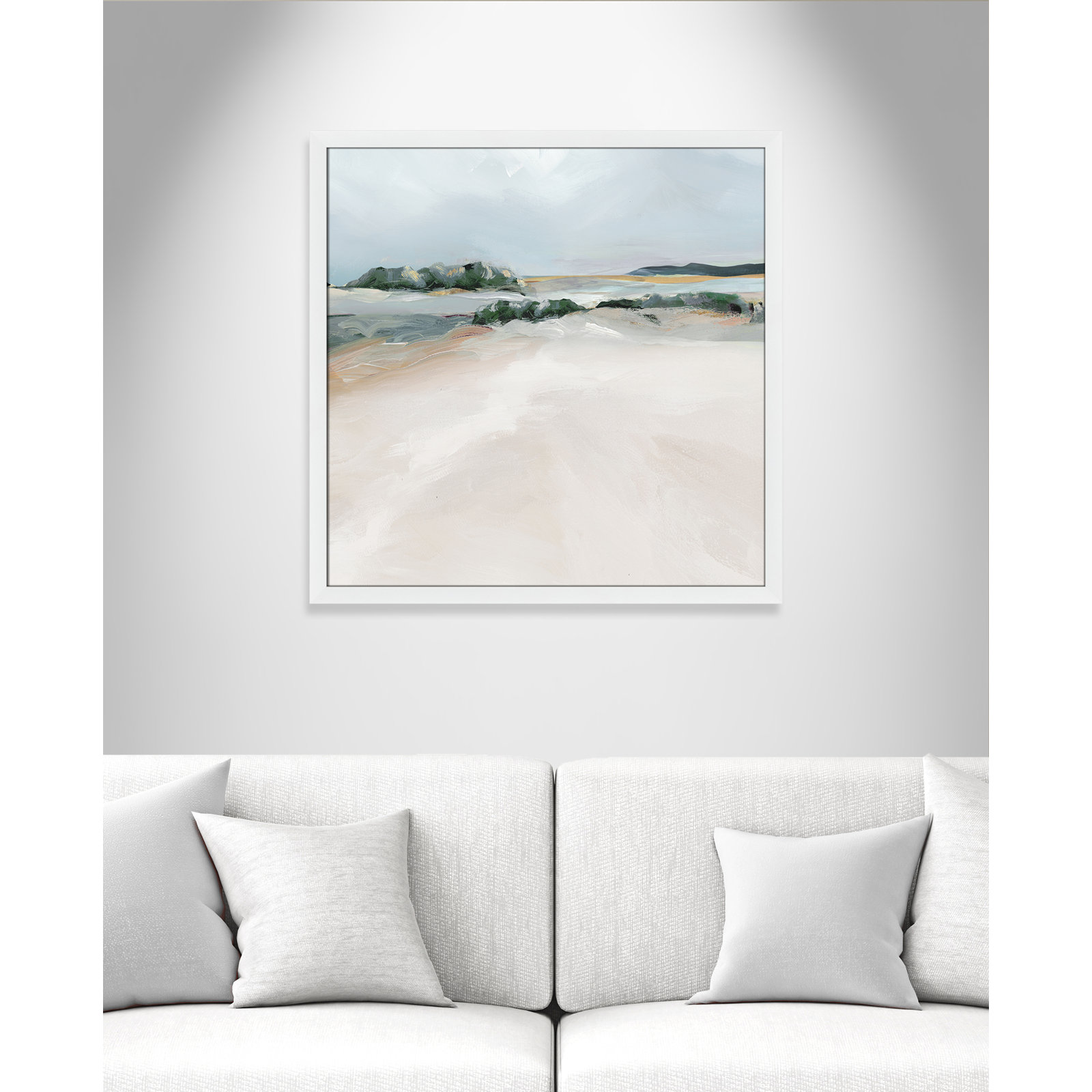 Anelis "Shimmering Path" Painting, 33" H x 33" W x 1.12" D, White Framed