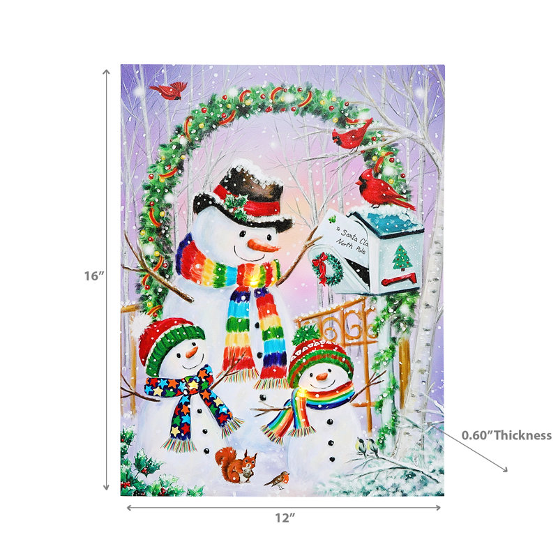 Festive Snowman Christmas LED Canvas Wall Art