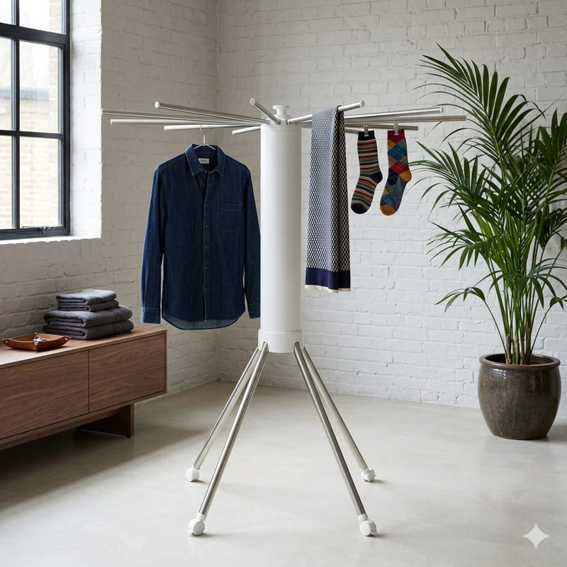Séchoir à linge pliable sur trépied, Aluminium