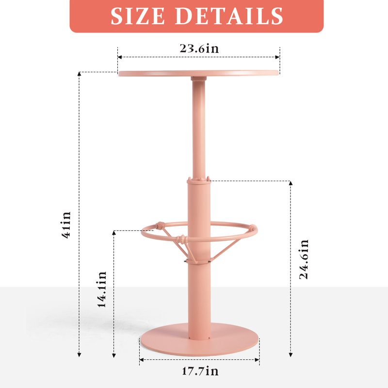 Emestina 2 - Person Patio Dining Set with Round Table, Pink