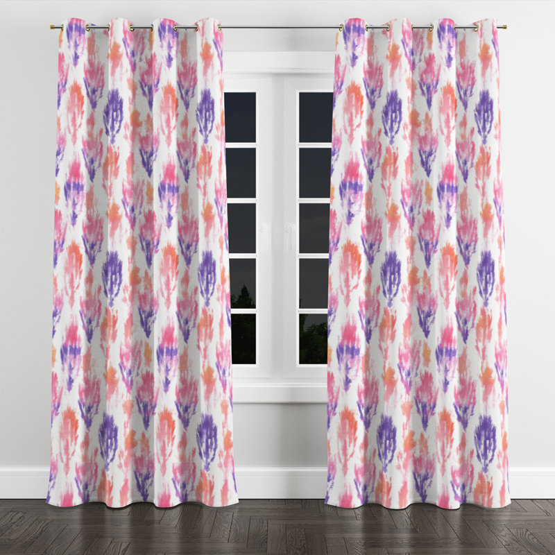 Rideaux en velours Boho - Rideau à œillets orange Baldina - 1 panneau, L 52 po x L 84 po, Œillets dorés